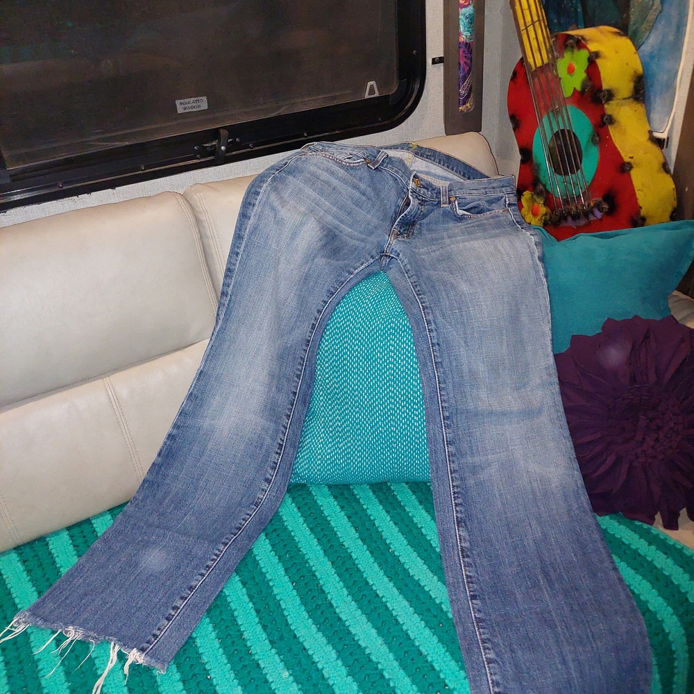 7 For All Mankind Blue Boot Cut Jeans